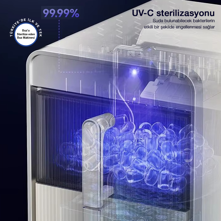 Buz Makinesi | UV-C Sterilizasyon · Kendi Kendini Temizleyen