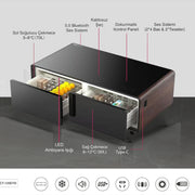 Akıllı Sehpa Buzdolabı | Bluetooth Ses · Kablosuz Şarj · RGB – Ahşap