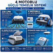 Havuz Temizleme Robotu · Kablosuz Akülü · 4 Alan